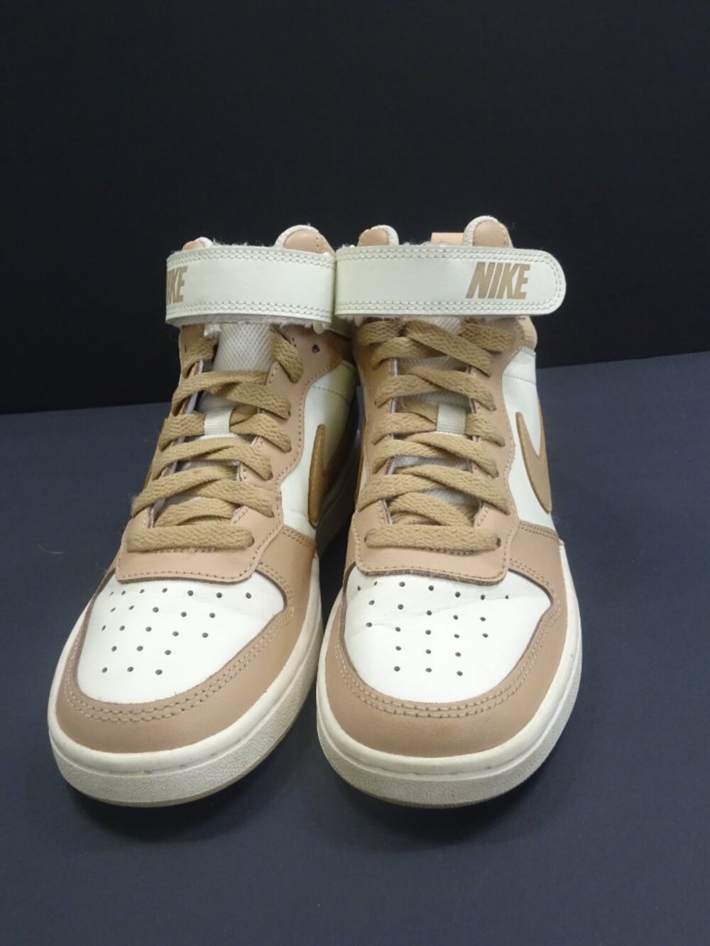 Nike White Tan Court Borough Mid 2 High Top Sneakers - Youth Size 4Y - Picture 5 of 11